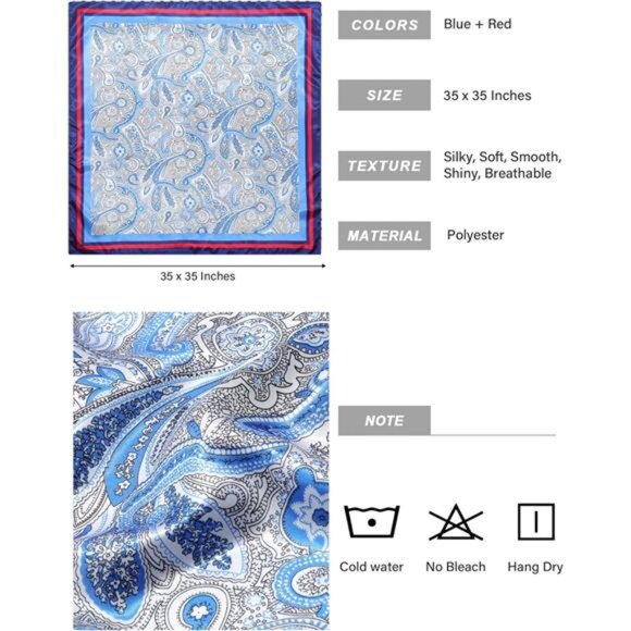 35” Satin Head Scarf for Women Like Silk Scarf for Hair Scarf Satin Hair - Picture 2 of 8